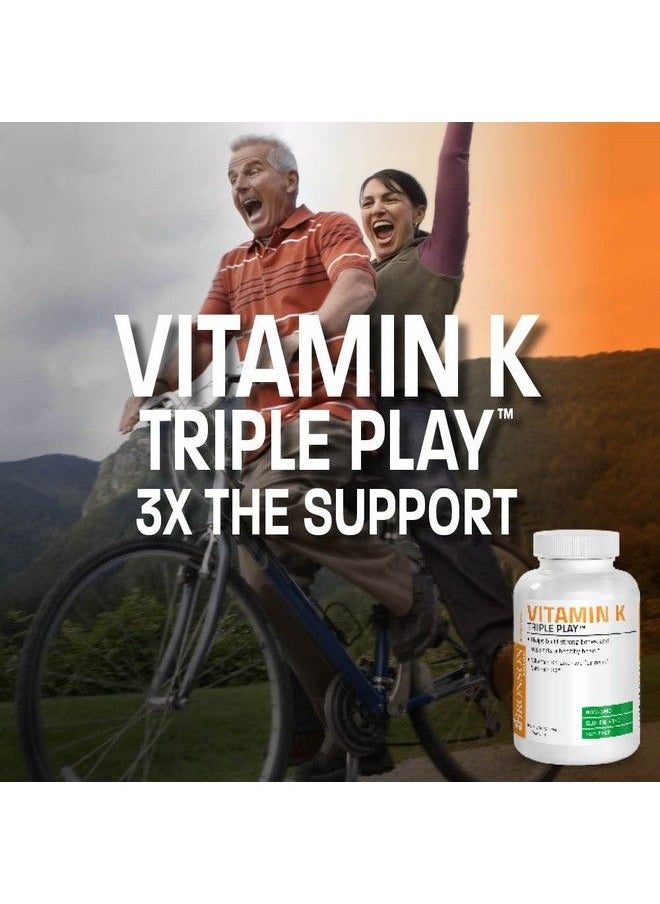 Bronson - Vitamin K Triple Play (Vitamin K2 Mk7 / Vitamin K2 Mk4 / Vitamin K1) Full Spectrum Complex Vitamin K Supplement 180 Capsules - Image 1