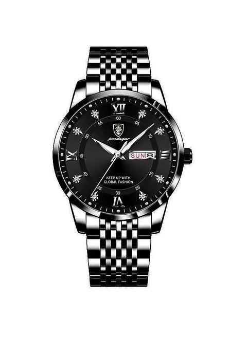 Ultra Thin Men's Watch with Sapphire Crystal Glass, Diamond Hour Markers, 2.5D Curved Dial, Waterproof, Luminous, and Calendar Function