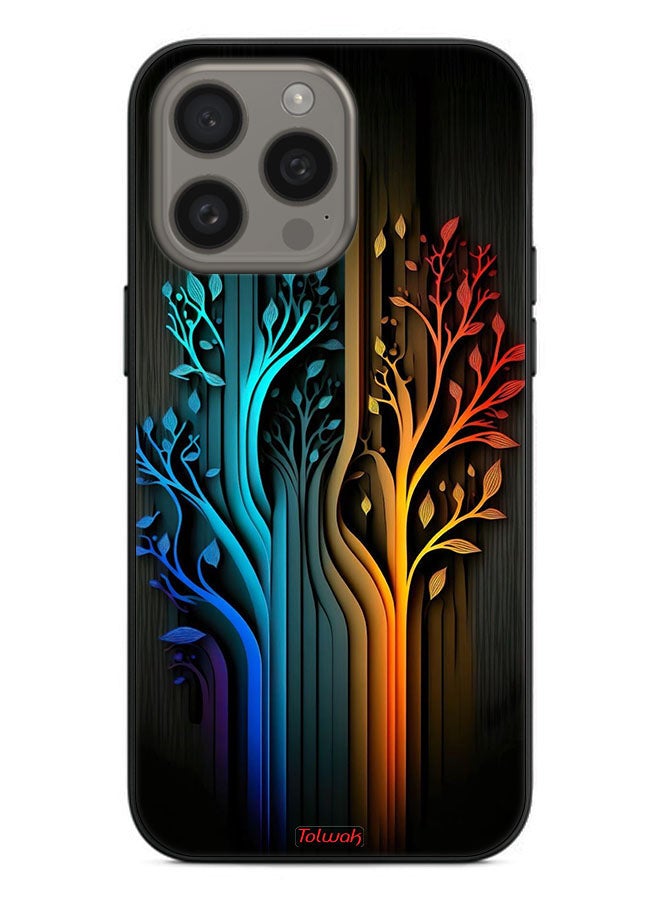 Tolwak Apple iPhone 15 Pro Protective Case Cover Tree Leaves Art - Image 2