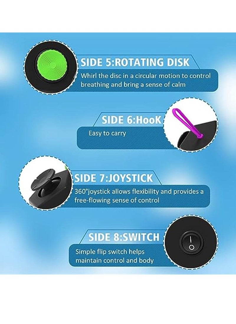 Fidget Dodecagon –12-Side Fidget Cube Relieves Stress and Anxiety Anti Depression Cube for Children and Adults with ADHD ADD OCD Autism (B2 Black Colorful)