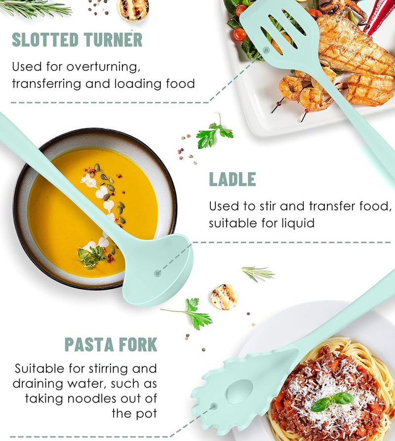 Pranski Kitchen Utensils Set-12 Pieces Silicone Cooking Utensils Set (Dishwasher Safe) 392°F Heat Resistant Spatula Set,Kitchen Utensil Set for Nonstick Cookware,Best Kitchen Tools with Holder - Image 4