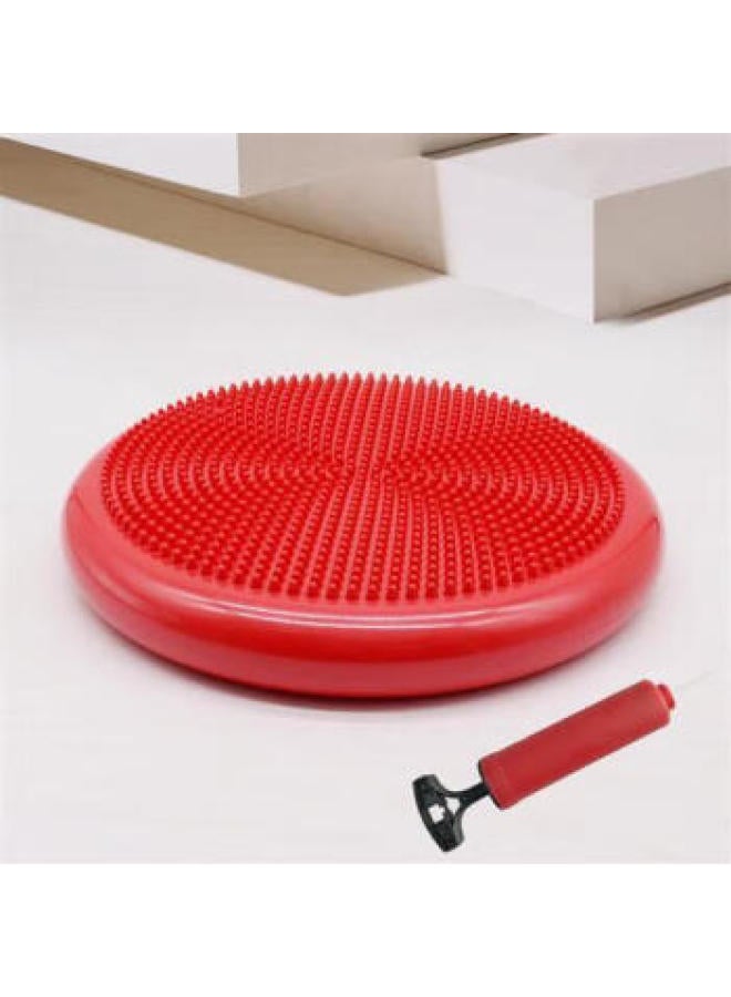 Loquat Yoga Inflatable Mat Balance Mat Sensory Rehabilitation Training Children's Balance Plate Semicircle Beginner Massage Ball Ankle Flat-Color:Inflatable Balance Pad (red) To Send The Pump - Image 1