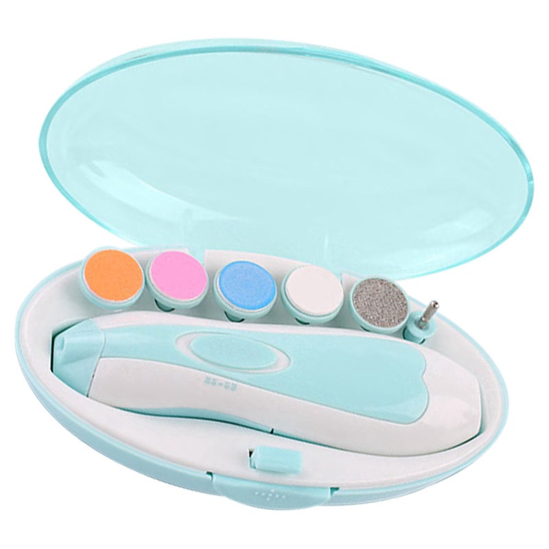 Baby Nail Trimmer Electric Nail Polishing Grooming Kit 6 Grinding Heads for Newborn Infant Toddler Blue - Image 4