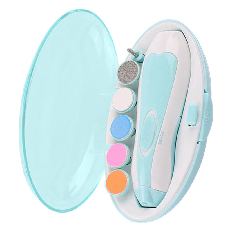 Baby Nail Trimmer Electric Nail Polishing Grooming Kit 6 Grinding Heads for Newborn Infant Toddler Blue - Image 3