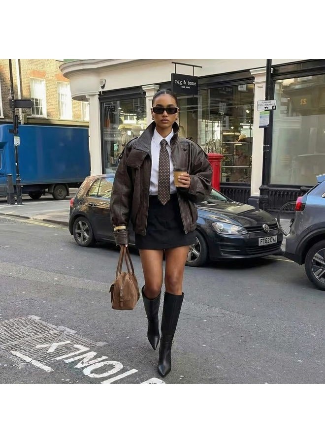 COMJUY Knee High Boots Women 3 IN Stiletto Heel Pointed Toe Tall Boots for Women High Heel Side Zipper Long Boots - Image 4
