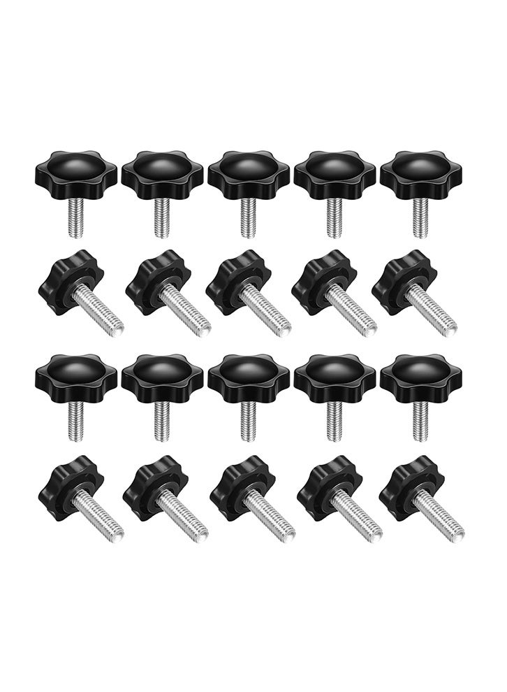 GNAFOTU 20 Pcs Star Clamping Knobs,M6 x 20 mm Star Handle Screws Knobs,Clamping Handle Screw Knobs Handle Star KnobMale Thread - Image 1