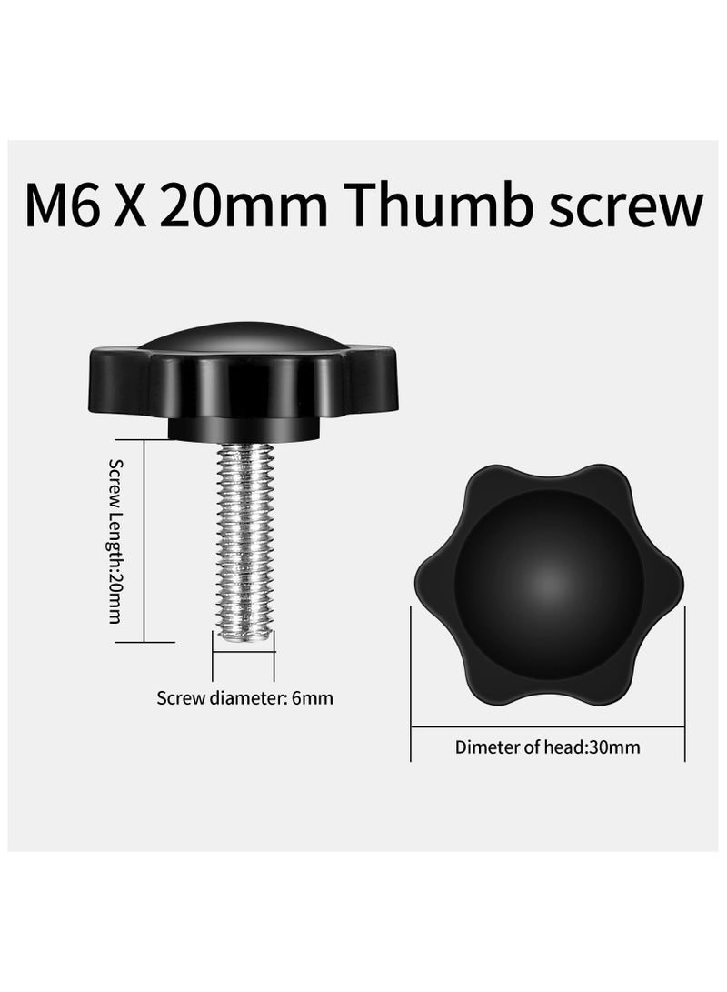 GNAFOTU 20 Pcs Star Clamping Knobs,M6 x 20 mm Star Handle Screws Knobs,Clamping Handle Screw Knobs Handle Star KnobMale Thread - Image 2