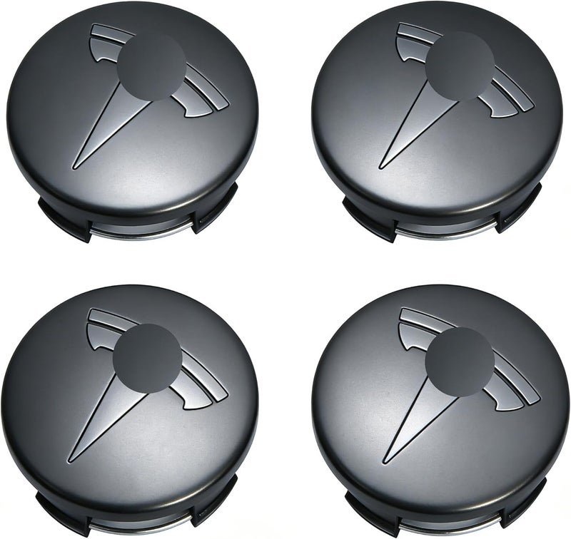 Tesheer Wheel Center Hub Cap Kit with Tesla Emble Brand Center Caps for Model 3 Model Y with 20 Lug Nut Covers (4PCS) (Glossy Black) - Image 1
