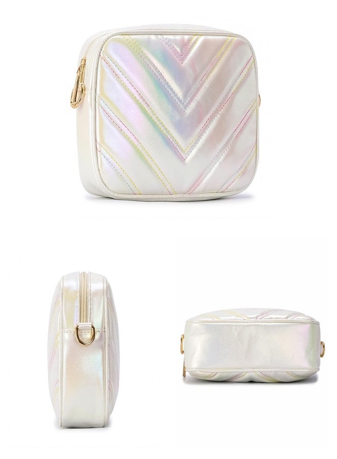 Herald Chevron Quilted Small Crossbody Bag with Coin Purse Pouch Women Square Snapshot Camera Side Shoulder 2 Size Handbag, Colorful White - Image 5