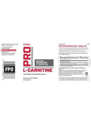 gnc pro performance l carnitine tablets 500mg GNC L-CARNITINE 500 | Best Price Qatar supplements Package Size:2 oz (57 g) Growth Hormone Secretagogues |