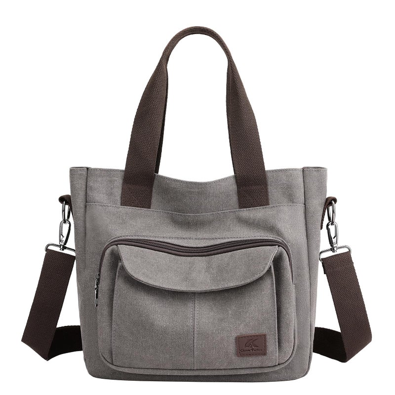 ZHIERNA Women's Canvas Tote Purse Casual Shoulder Crossbody Bags Small Handbag, Multi-pocket Top Handle Work Bag - Image 1