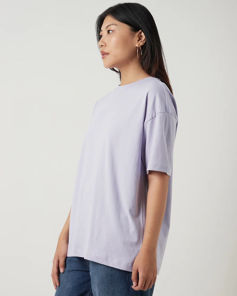bewakoof Women's Purple Oversized T-shirt