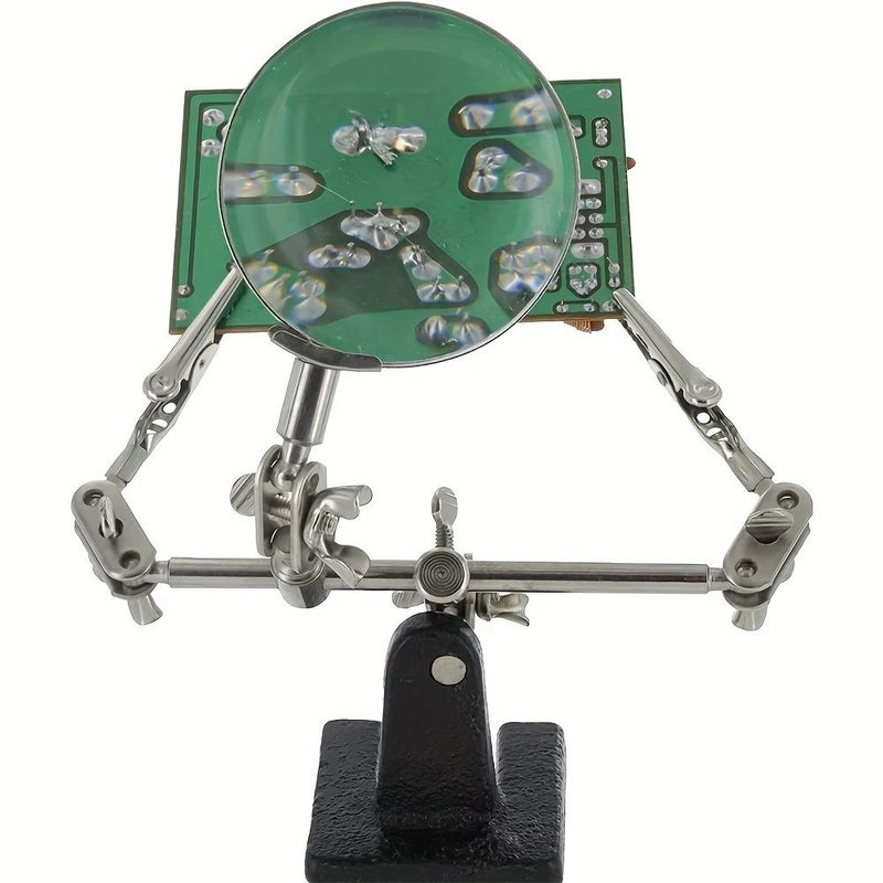 1pc Adjustable Helping Hand With Magnifying Glass Third Hand Solder Aid Heavy Base Dual Alligator Clips - Image 4