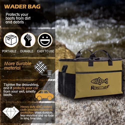 Riverruns Fishing Hunting Wader Bag with Vented Mesh Waders Boots Bag Fly Fishing Storage Bag for Hiking Camping XL Khaki 108L - Image 3