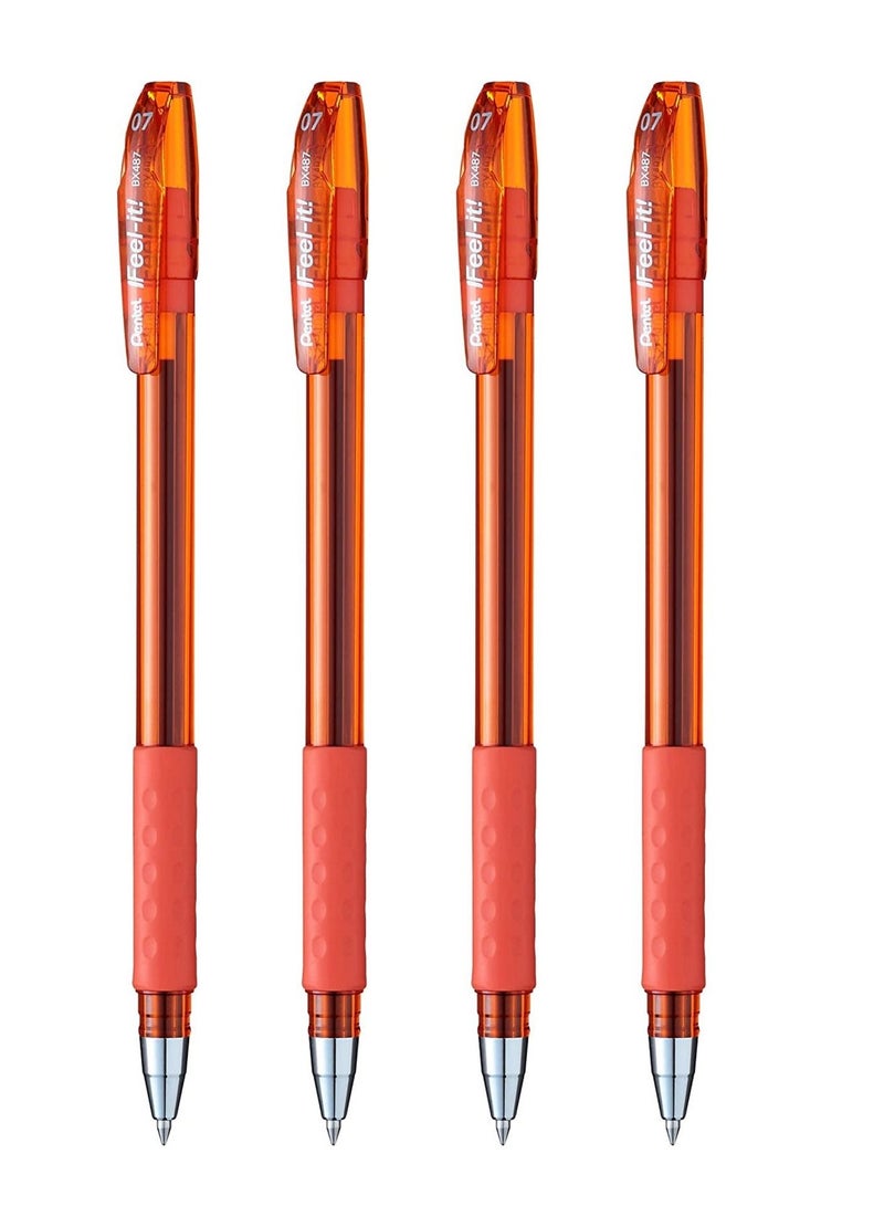 Pentel 12-Piece Ifeel-It Ballpoint Pen 0.7mm Tip Orange Ink - Image 1