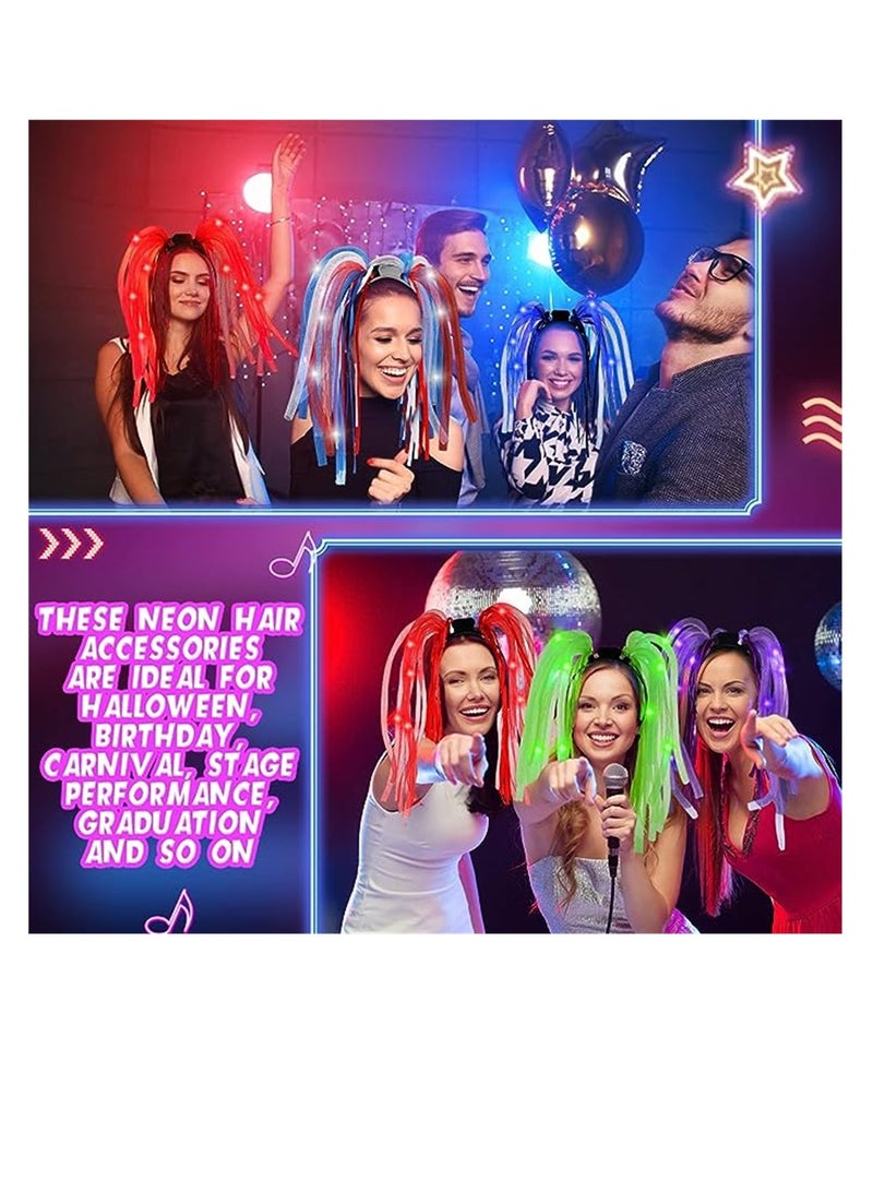 إسكدنيا رباط شعر مضيئة ، 6 قطع LED Noodle Hair Band Band وامض إكسسوارات متعددة الألوان للحفلات ، أغطية رأس مضيئة مضيئة ، خراطيم رأس مضيئة لمستلزمات الحفلات الكرنفالية ، 6 ألوان - Image 4