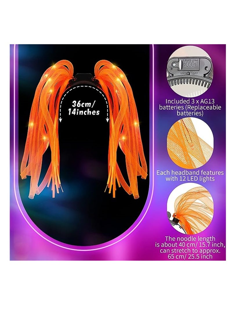 إسكدنيا رباط شعر مضيئة ، 6 قطع LED Noodle Hair Band Band وامض إكسسوارات متعددة الألوان للحفلات ، أغطية رأس مضيئة مضيئة ، خراطيم رأس مضيئة لمستلزمات الحفلات الكرنفالية ، 6 ألوان - Image 2