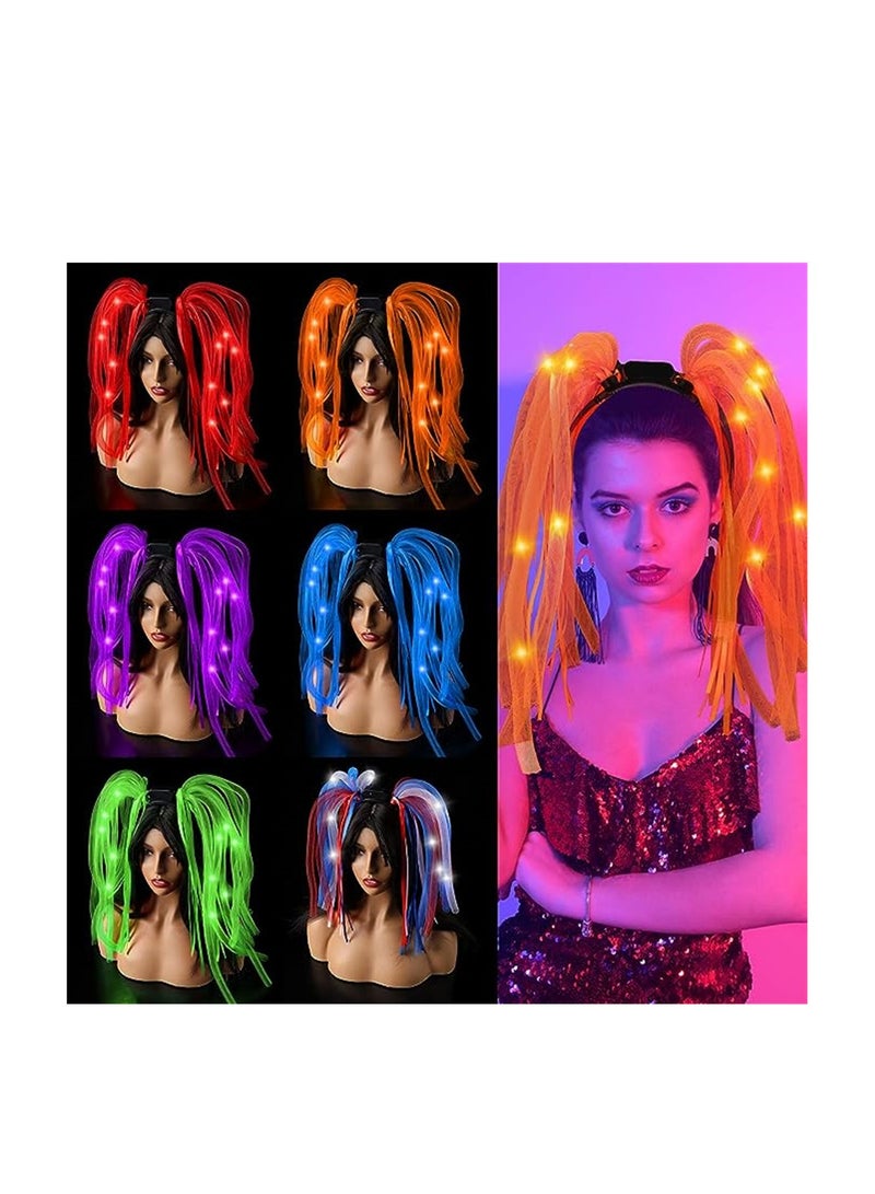 إسكدنيا رباط شعر مضيئة ، 6 قطع LED Noodle Hair Band Band وامض إكسسوارات متعددة الألوان للحفلات ، أغطية رأس مضيئة مضيئة ، خراطيم رأس مضيئة لمستلزمات الحفلات الكرنفالية ، 6 ألوان - Image 1