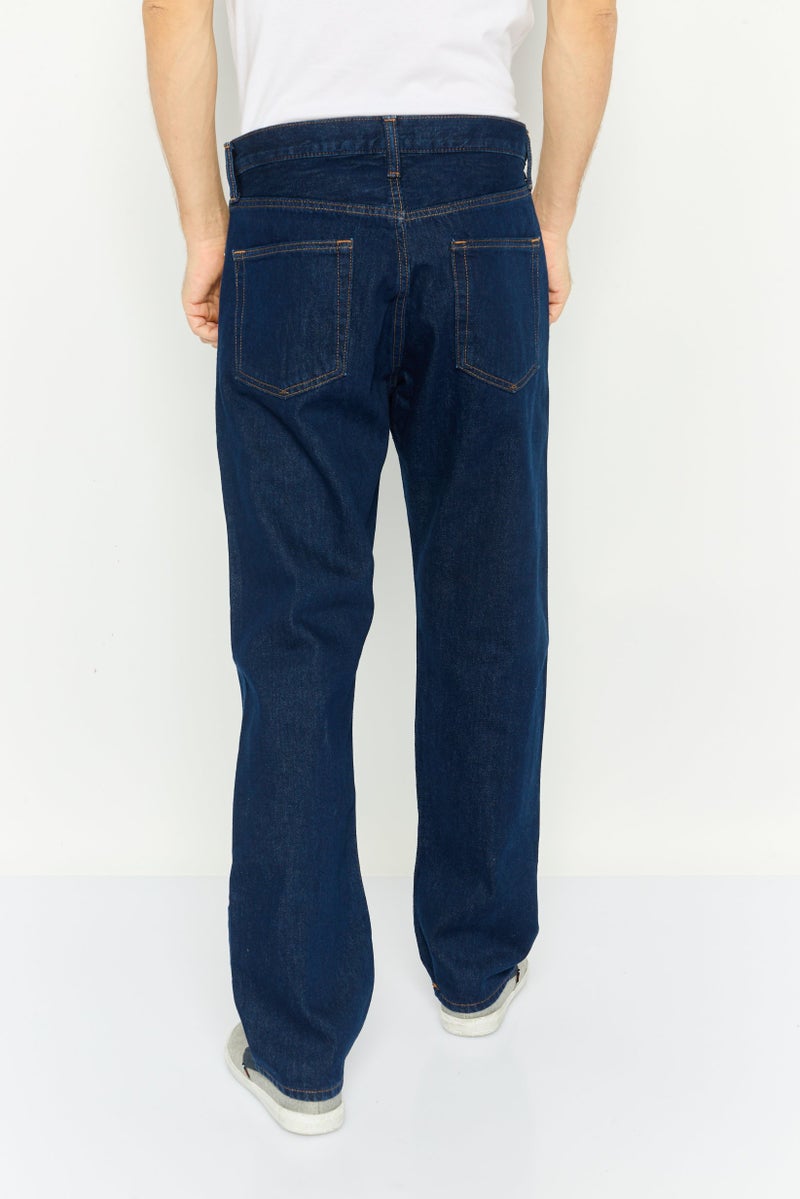 GAP Men Regular Fit Solid Non Stretchable Denim Jeans, Navy - Image 3