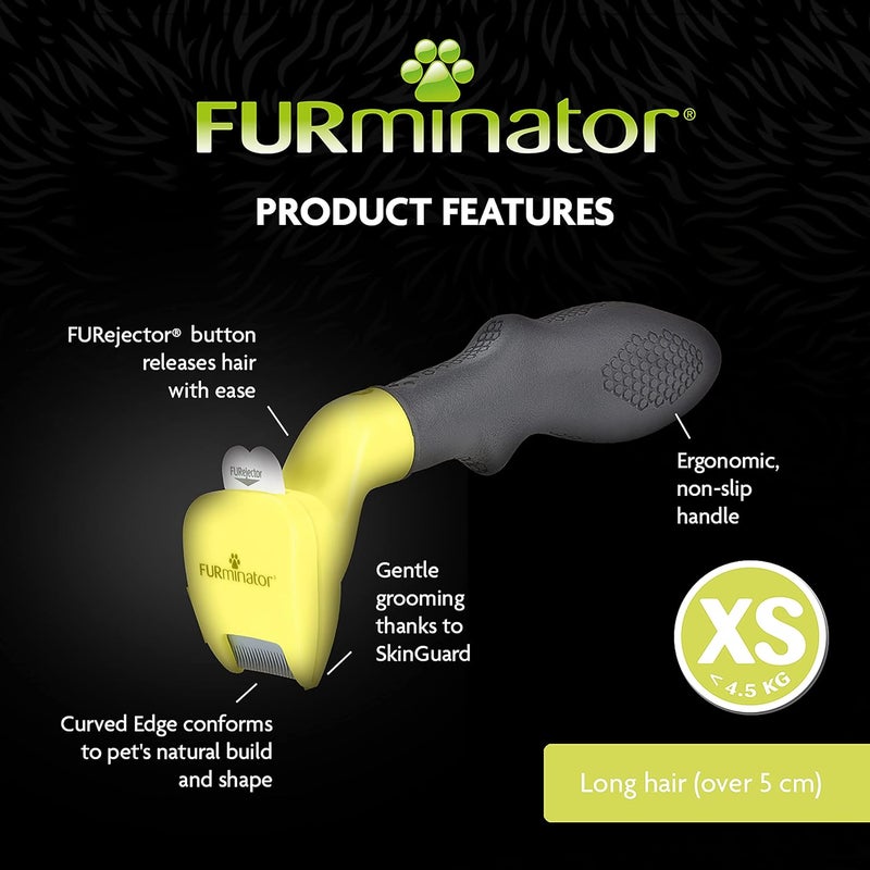 فورمينوتر أداة إزالة الطبقة السفلية من الفرو من FURminator للكلاب ذات الشعر الطويل الصغيرة جدًا، وزن أقل من 4.5 كجم تصميم شامل متعدد - Image 5