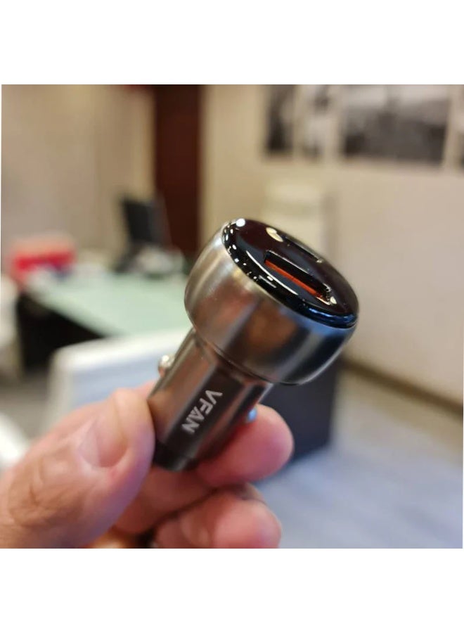 شاحن سيارة VFAN C13 بقدرة 48 واط مع شاشة رقمية LED، شحن سريع بمنفذين USB-C و USB-A، توزيع ذكي للطاقة، تصميم مدمج متوافق مع آيفون وسامسونج وآيباد والمزيد