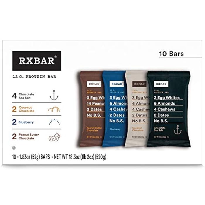 RXBAR، مجموعة متنوعة، بار بروتين، 1.83 أونصة (عبوة من 10)، وجبة خفيفة عالية البروتين، خالية من الجلوتين - Image 2