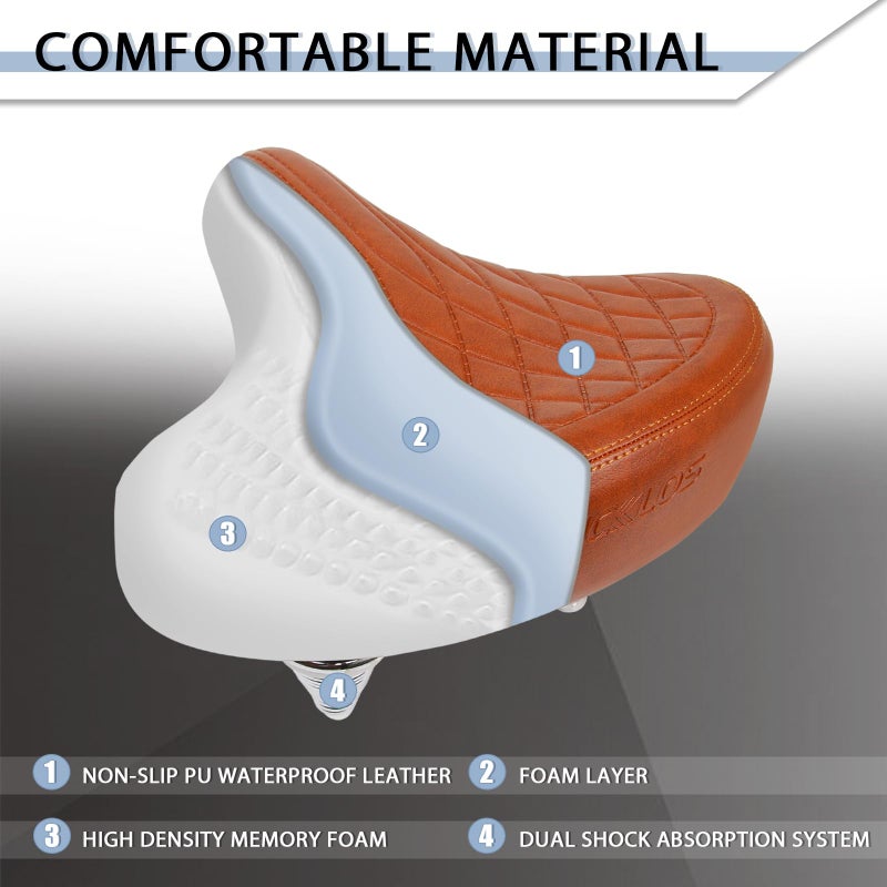 BUCKLOS Bike Seat for Comfort Men Women Wide Bicycle Seats Large Bike Saddle for Ebike Beach Cruiser Peloton Stationary Bike - Image 3
