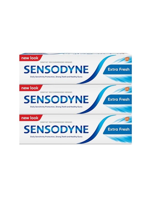 Sensodyne Daily Care Toothpaste For Sensitive Teeth, Extra Fresh Flavour, 75 ml, 3 Pack