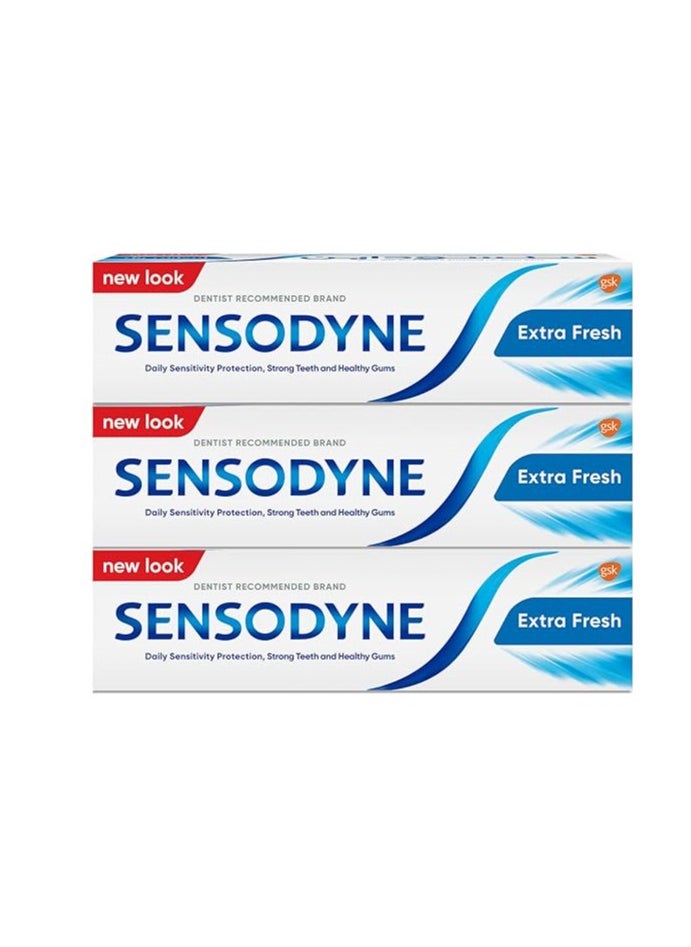Sensodyne - Sensodyne Daily Care Toothpaste For Sensitive Teeth, Extra Fresh Flavour, 75 ml, 3 Pack - Image 1