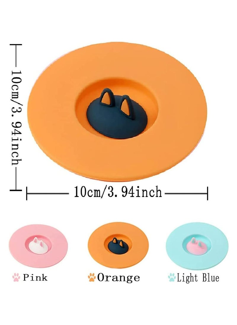 Oasisgalore - 3PCS Silicone Cat Ear Cup Lids, Food Grade Anti-Dust Mug Covers for Tea & Coffee - Image 1