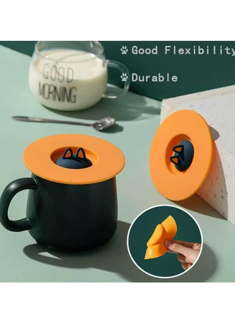 Oasisgalore - 3PCS Silicone Cat Ear Cup Lids, Food Grade Anti-Dust Mug Covers for Tea & Coffee - Image 1