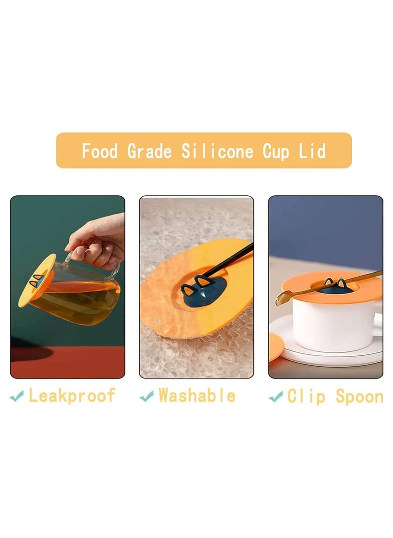 Oasisgalore - 3PCS Silicone Cat Ear Cup Lids, Food Grade Anti-Dust Mug Covers for Tea & Coffee - Image 1