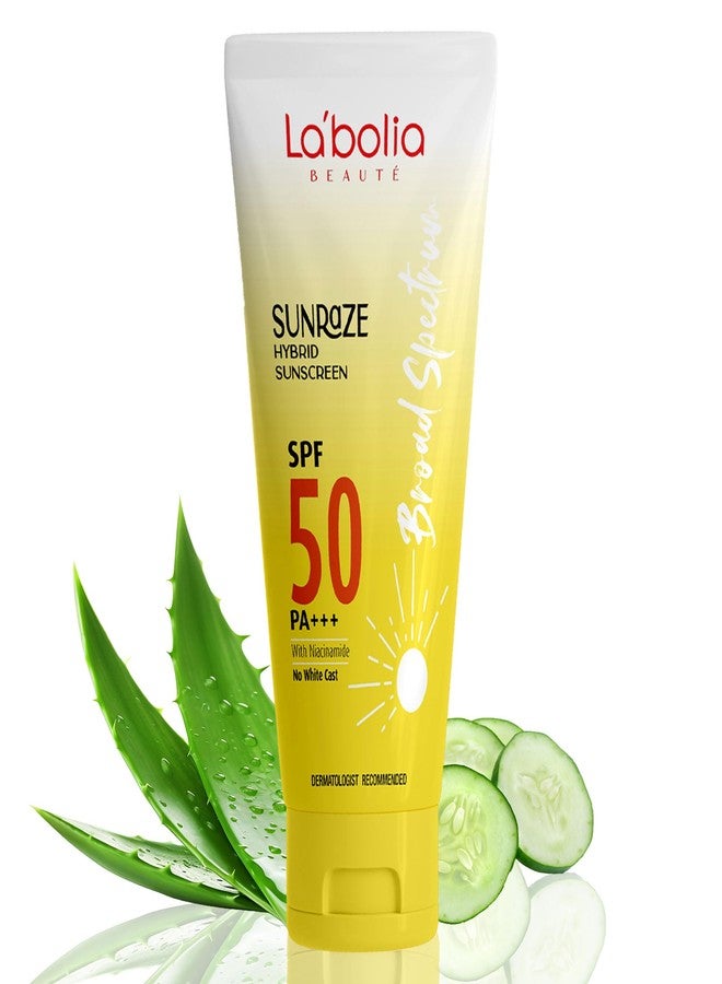 Labolia All Beaute SUNRAZE Hybrid Sunscreen SPF 50 PA+++ | Broad Spectrum Face Protection with Niacinamide, Aloe Vera & Cucumber | Dermatologist Recommended | 50g, Pack of 1 - Image 1
