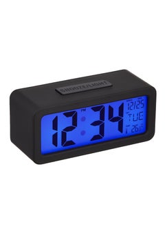 Reko Digital Alarm Clock, Plastic Bedside Clock with Large LCD Backlit Display, Temperature Smart Brightness Sensor, Snooze Function, 3 AAA Battery Operated  - Image 1