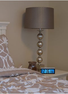 Reko Digital Alarm Clock, Plastic Bedside Clock with Large LCD Backlit Display, Temperature Smart Brightness Sensor, Snooze Function, 3 AAA Battery Operated  - Image 3