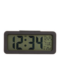 Reko Digital Alarm Clock, Plastic Bedside Clock with Large LCD Backlit Display, Temperature Smart Brightness Sensor, Snooze Function, 3 AAA Battery Operated  - Image 4