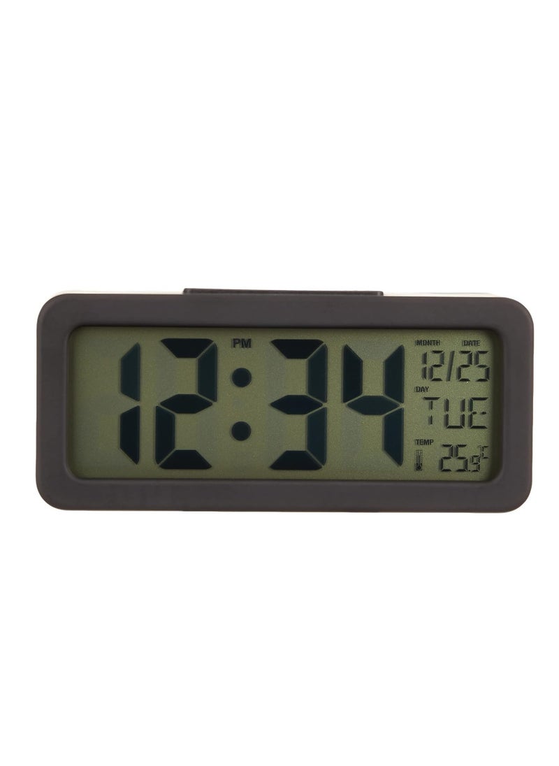 Reko - Digital Alarm Clock, Plastic Bedside Clock with Large LCD Backlit Display, Temperature Smart Brightness Sensor, Snooze Function, 3 AAA Battery Operated - Image 1
