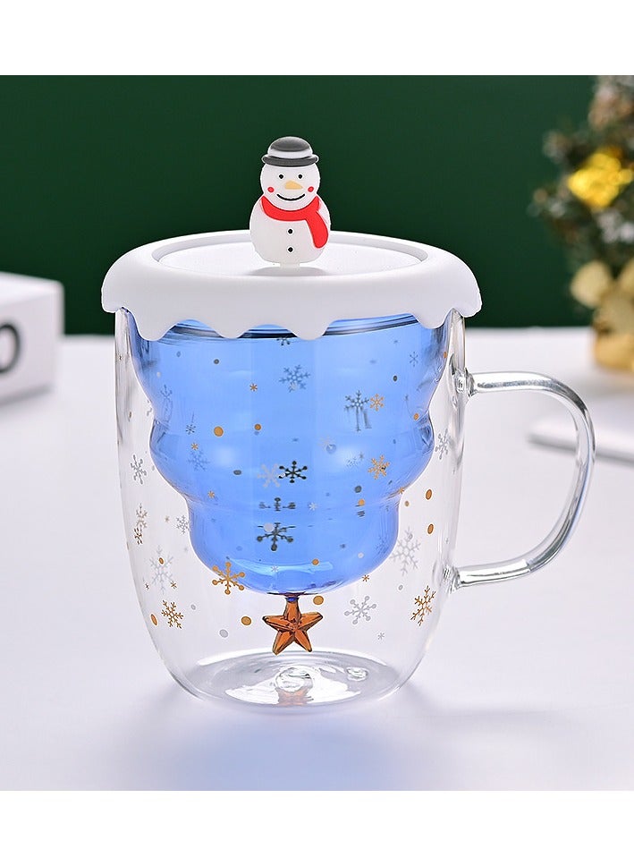 Double Layer Insulated Christmas Cup With Lid Coffee Cup High Borosilicate Glass Cup Wholesale High Temperature Resistant And High Aesthetic Glass Cup  - Image 1