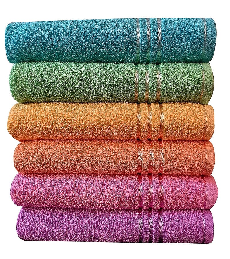 Xy Decor Cotton Hand Towel - 400 GSM 35x50 cm (Light Shade with Rayon Border, 6)-Multicolor - Image 4