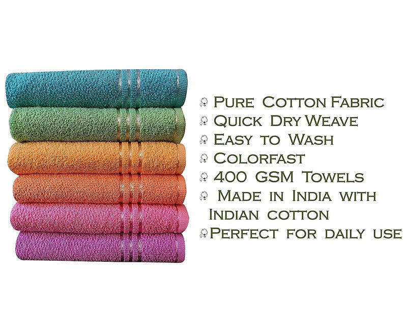 Xy Decor Cotton Hand Towel - 400 GSM 35x50 cm (Light Shade with Rayon Border, 6)-Multicolor - Image 3