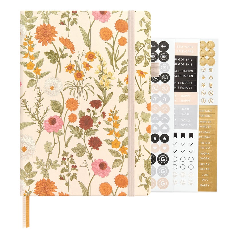 &And Per Se ⩓ Per Se Bullet Dotted Journal, A5 Hardcover Aesthetic Notebook â€“ 160 Pages 100gsm Thick Dot Grid Paper, 3 Sticker Sheets â€“ Gift-Ready Journaling Kit for Women (Wild Flowers) - Image 1