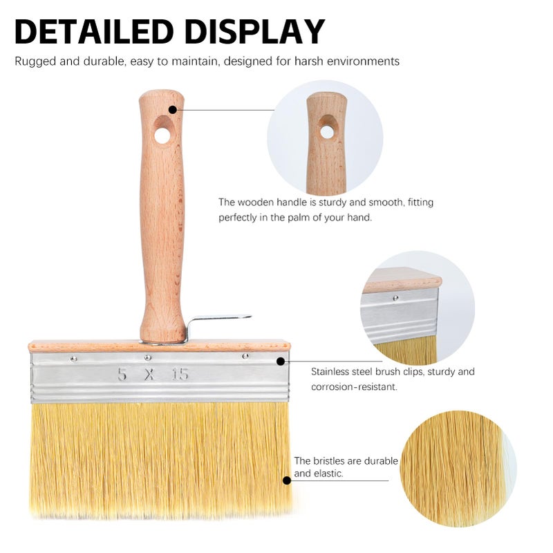 Wesquer Deck Stain Brush 2 Piece Limewash Paint Brush Deck Paint Brush Wood Stain Brushes for Staining Wood Decks Fences Furniture Siding Interior Exterior Projects - Image 3