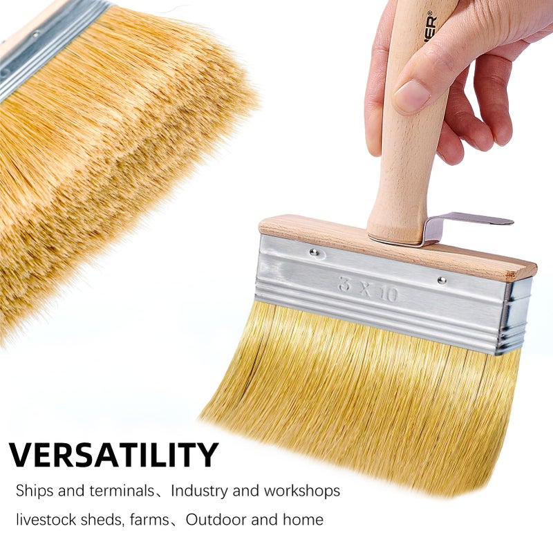 Wesquer Deck Stain Brush 2 Piece Limewash Paint Brush Deck Paint Brush Wood Stain Brushes for Staining Wood Decks Fences Furniture Siding Interior Exterior Projects - Image 4