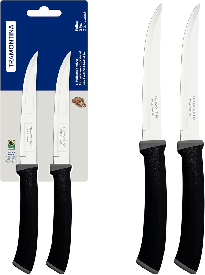Tramontina Felice 2-Piece Plain Edge Steak Knives Set, Black - Image 3