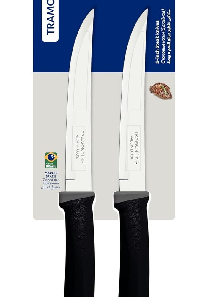 Tramontina Felice 2-Piece Plain Edge Steak Knives Set, Black - Image 1