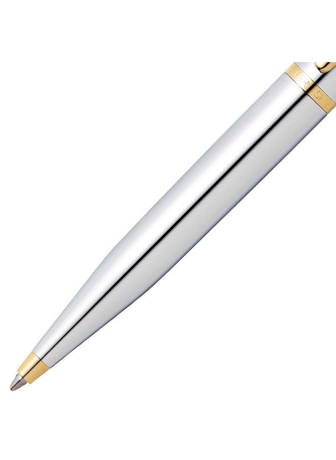SHEAFFER - Sheaffer VFM 9422 Ballpoint Pen Polished Chrome with Gold Plated Trim | Premium Ballpen Silver - Image 1