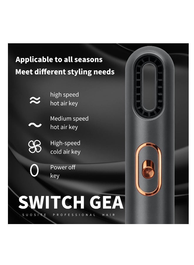 general Hair Dryer with Comb Compact Ionic Blowdryer Portable Travel Blow Dryer Thermostatic Quick Dry Hot and Cold Temperature 3 Wind Speed Adjustable (Grey) - Image 2