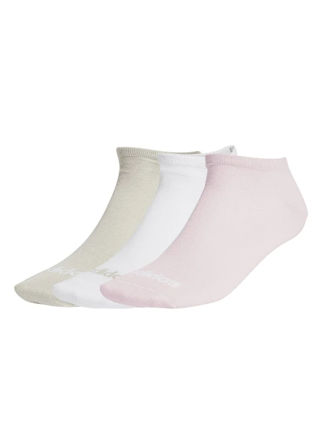 اديداس adidas thin linear 3 pair pack unisex no show socks