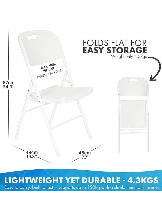 3-Piece Folding Set – 6ft White Folding Table with 2 Premium Folding Chairs – Waterproof, Heavy-Duty & Portable – Ideal for Garden Parties, Catering, Camping, Exhibitions & Indoor/Outdoor Events - Image 2