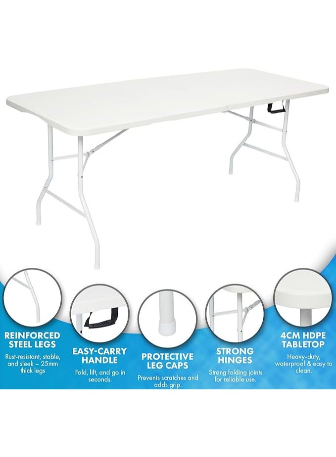 3-Piece Folding Set – 6ft White Folding Table with 2 Premium Folding Chairs – Waterproof, Heavy-Duty & Portable – Ideal for Garden Parties, Catering, Camping, Exhibitions & Indoor/Outdoor Events - Image 5